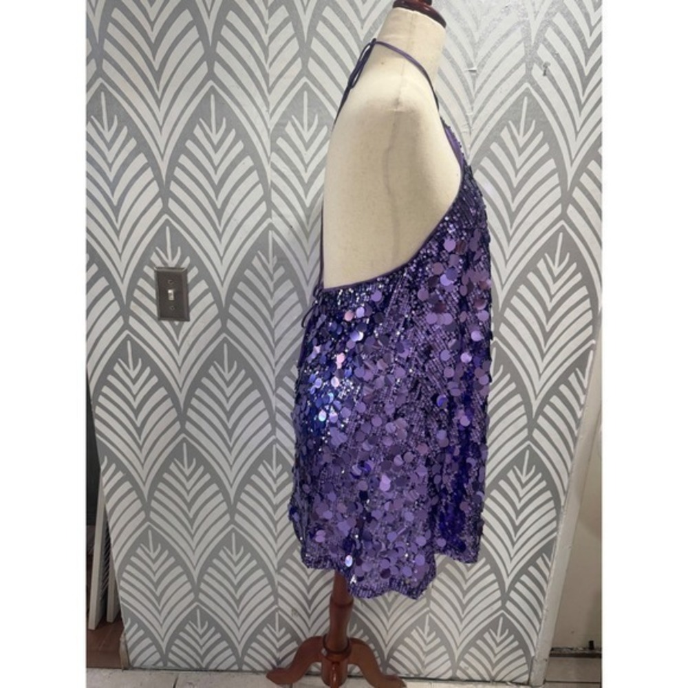 Princess Polly Purple Sequin Halter Mini Dress Open Back Party Disco US 2 - Picture 6 of 8